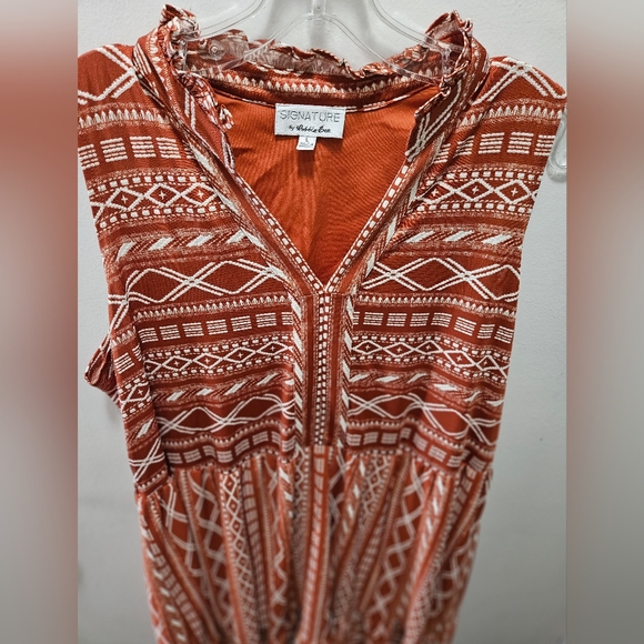 Robbie Bee Sleeveless Split Neck Puff Print Dress - Picture 3 of 9